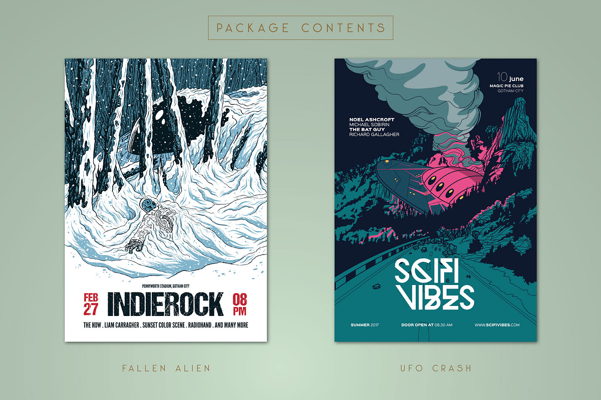 13 Hand Drawn Indie Music Flyers, a Flyer Template by ashenterprise (Photo 4 of 16)