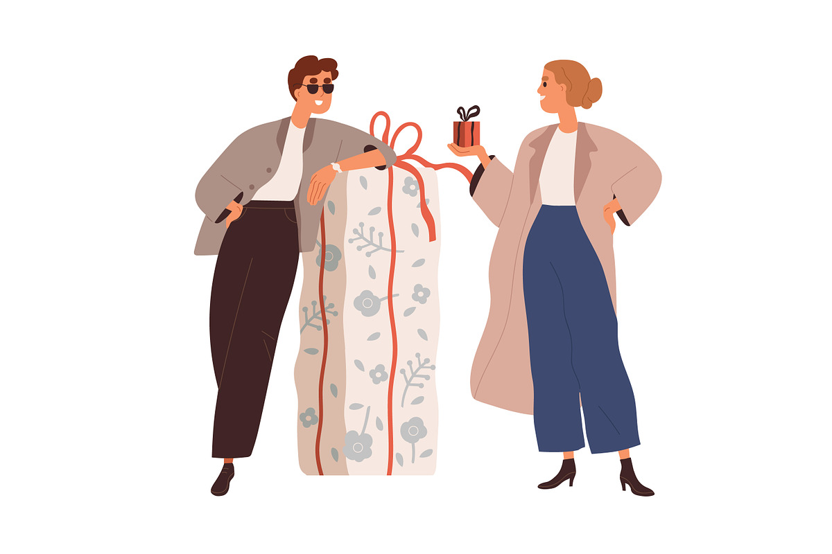 People give flowers and gifts set, a Person Illustration by Good Studio (Photo 11 of 12)
