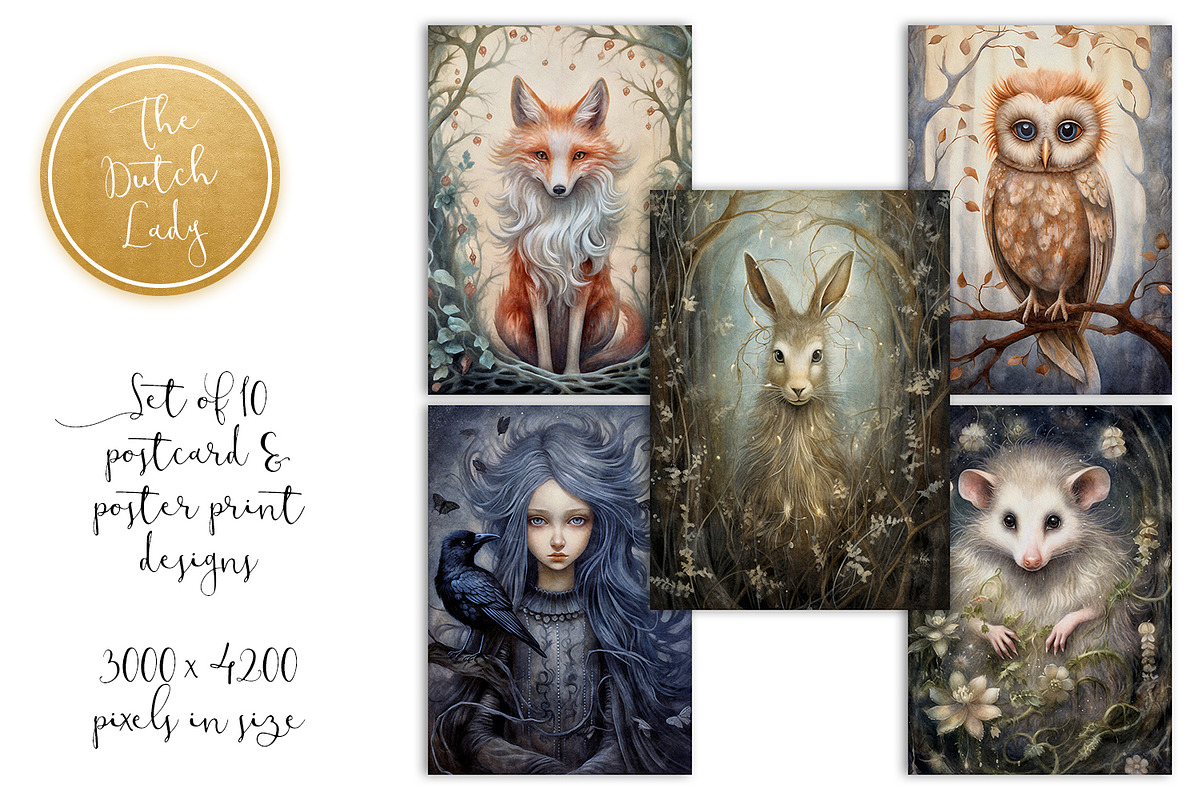 Mystical Woodland Postcards & Prints, an Animal Illustration by The Dutch Lady Designs (Photo 3 of 4)