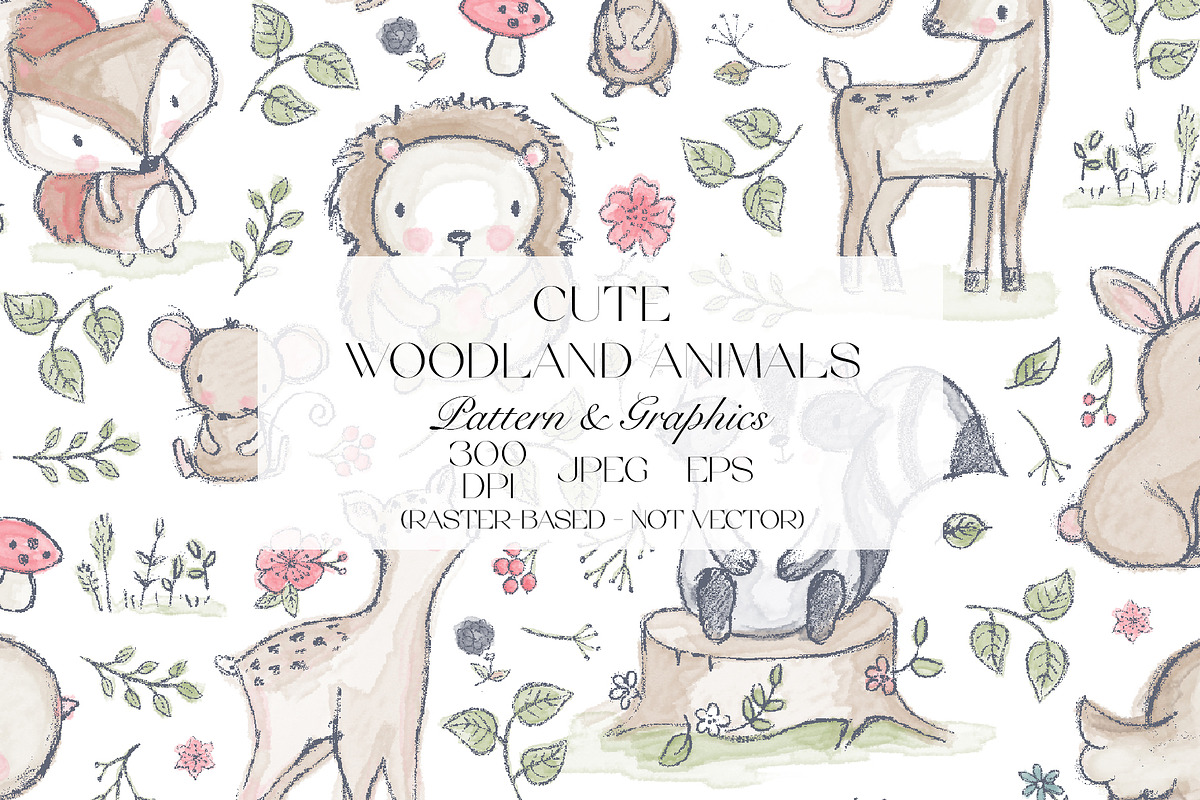 Cute Woodland Animals Pattern, a Pattern Graphic by StudioGlouna (Photo 1 of 5)