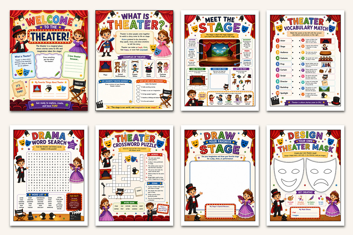Theater & Drama Workbook for Kids, a Stationery Template by Designmela01 (Photo 2 of 5)