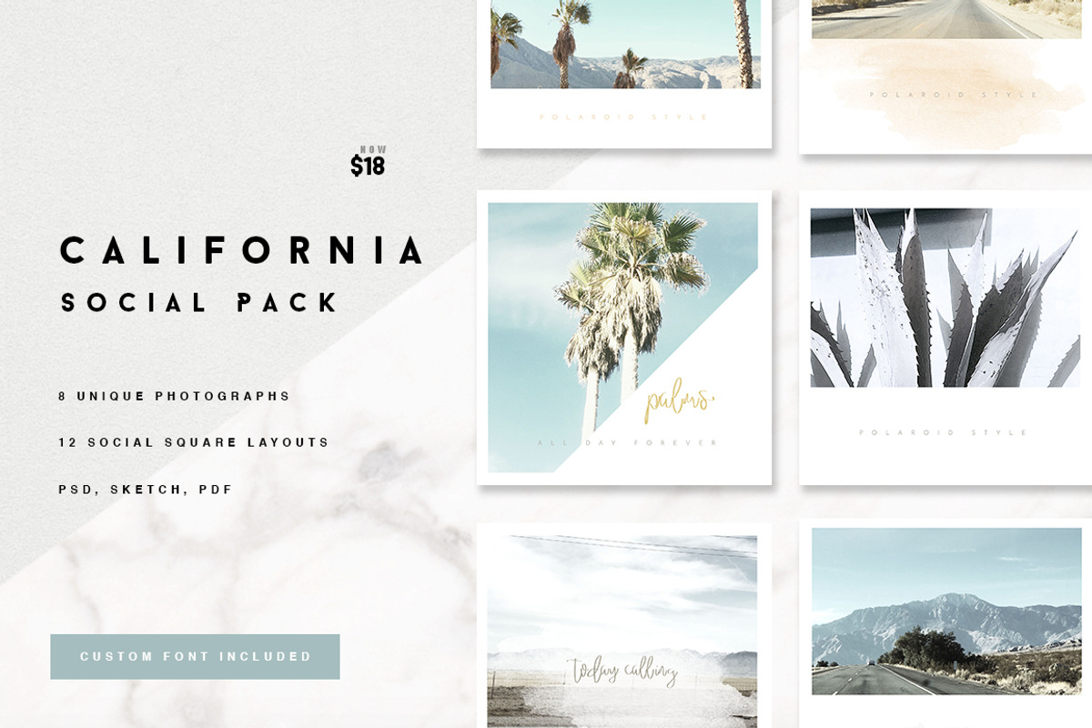 California Social Media Pack, a Social Media Template by Aloha Philly (Photo 1 of 5)
