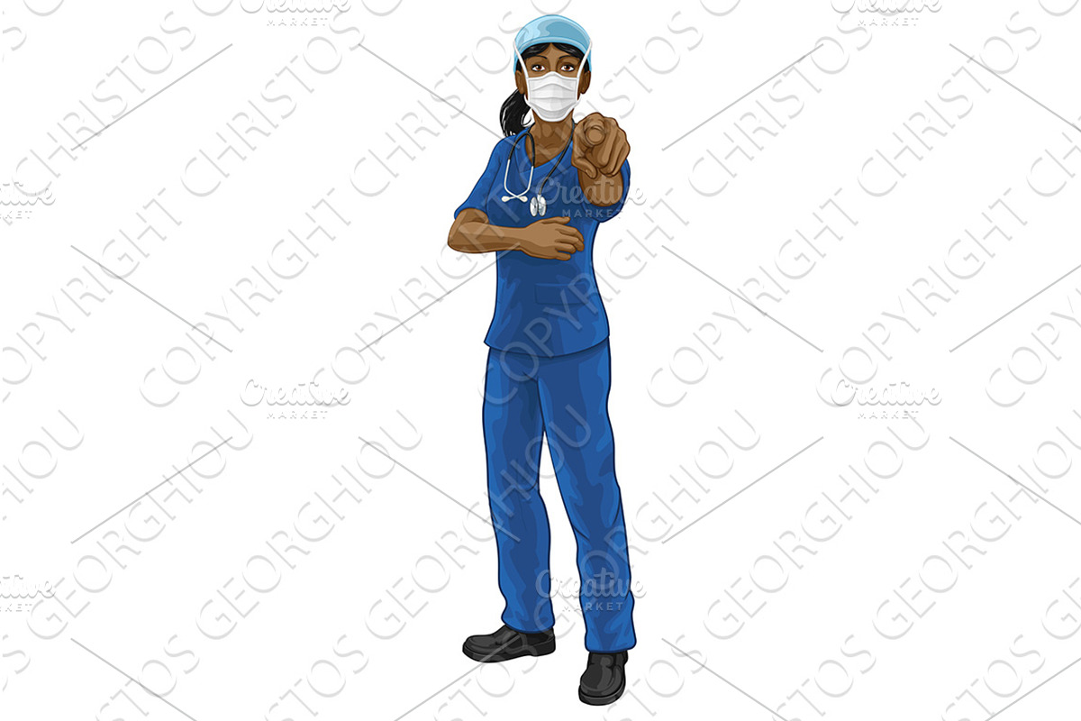 Doctor or Nurse Woman in Scrubs, a Healthcare Illustration by Christos Georghiou