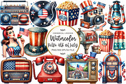 Vintage Retro 4th Of July Clipart, an Illustration by OK Design (Thumbnail 1 of 5)