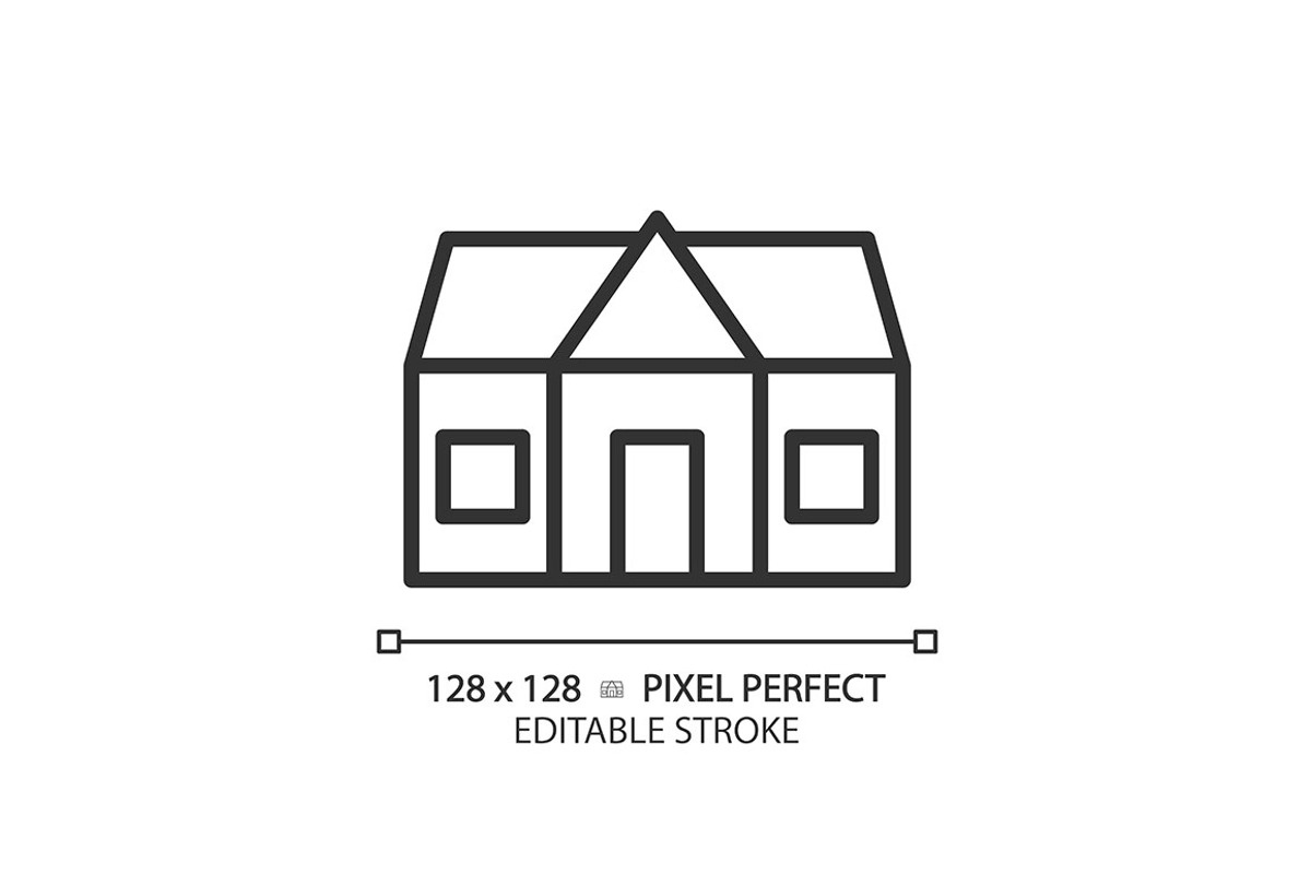 Cottage pixel perfect linear icon, an Icon by IMG Visuals