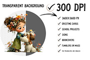 Whimsical Girl & Dog Love Clipart, a Seasonal Illustration by Craft Nest (Thumbnail 2 of 6)