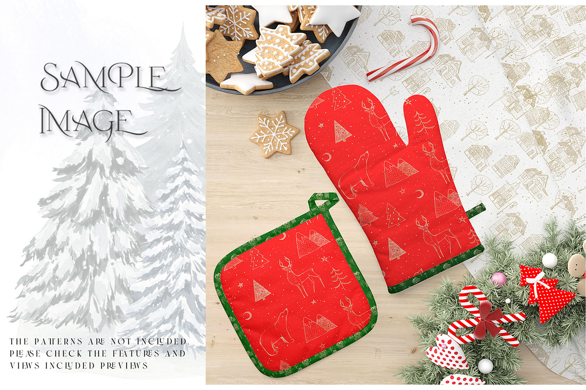 Christmas Oven Mitt & Potholders, a Product Mockup by mock-ups (Photo 14 of 16)