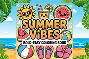 SUMMER VIBES BOLD-EASY COLORING BOOK, a Seasonal Illustration by Design Zone (Thumbnail 2 of 5)