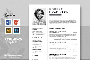 Resume | Canva, Word, PPTX, PSD, Ai, a Resume Template by ArtisticLand
