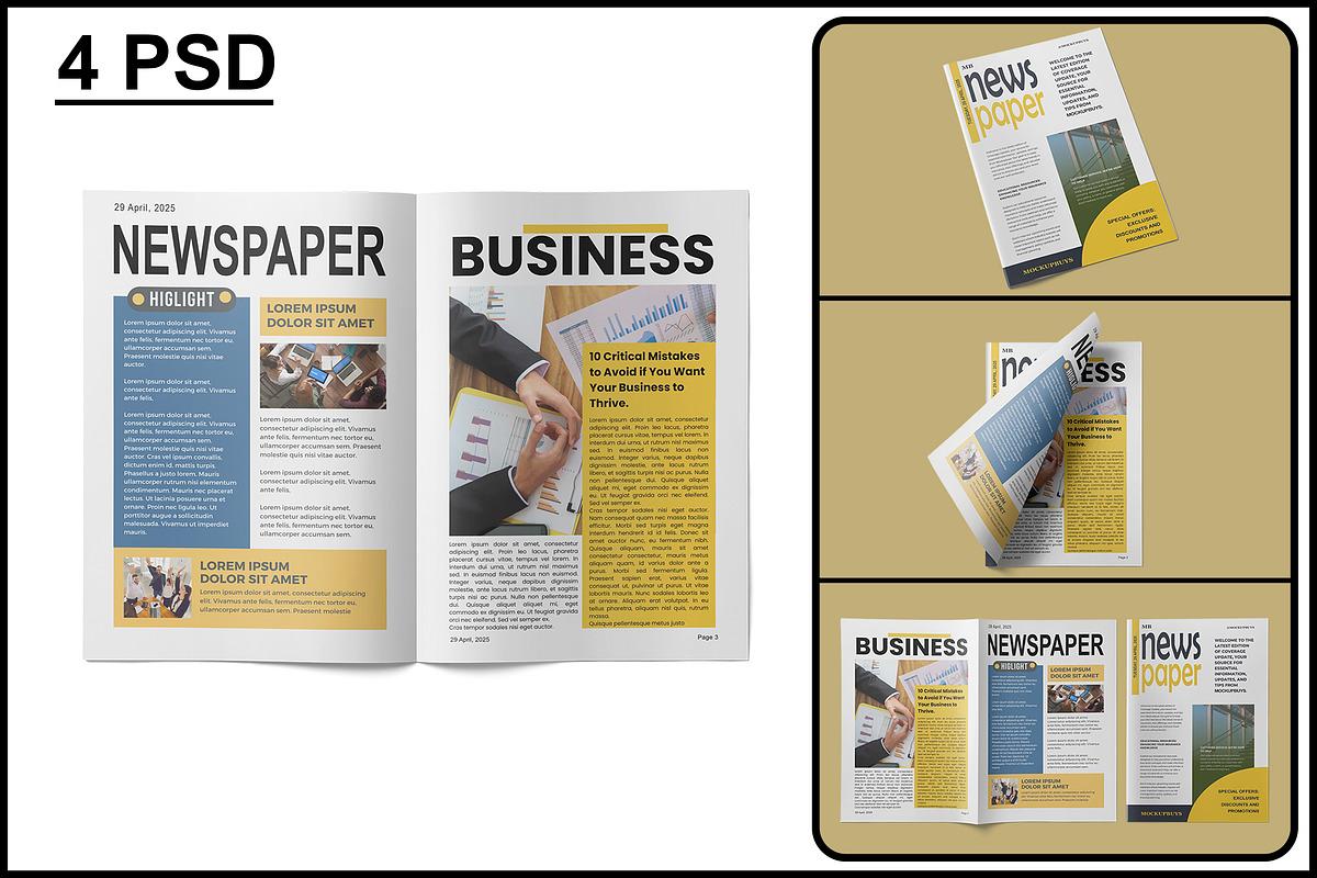 Newspaper Mockup, an Advertising Mockup by mockupbuys (Photo 1 of 10)