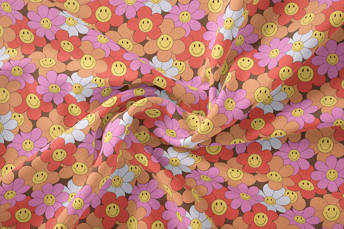 Smiley Flowers Retro Patterns, a Pattern Graphic by Tiger and Flower (Photo 15 of 20)