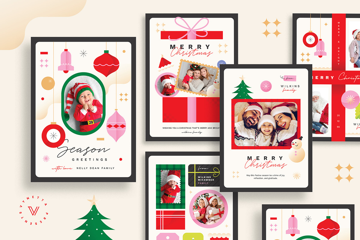 Festive Christmas Photo Cards, a Card Template by Vynetta (Photo 1 of 5)