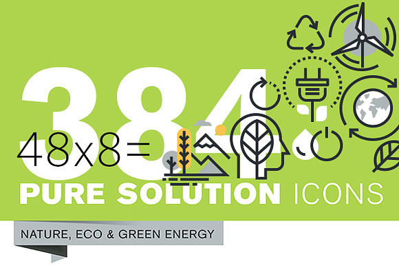 Flat Line Icons Of Environment