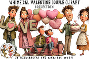 Whimsical Valentine Couple Clipart, an Illustration by OK Design (Thumbnail 1 of 6)