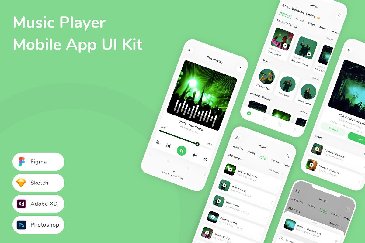 Music Player Mobile App UI Kit, an UI Kit Template by Betush