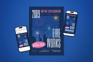 New Year's Day Fireworks Event Flyer, a Flyer Template by The Good Store