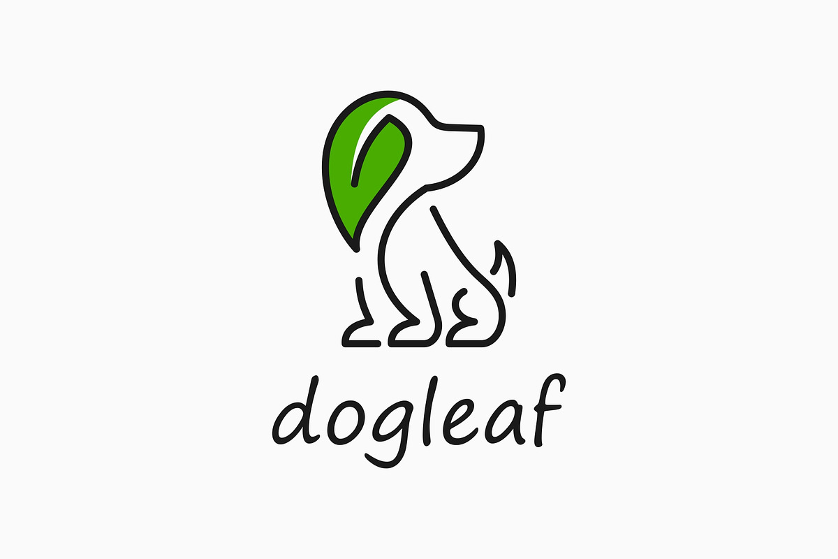 Dog Puppy Leaf Green Line Art Logo, a Branding & Logo Template by ika trisiana
