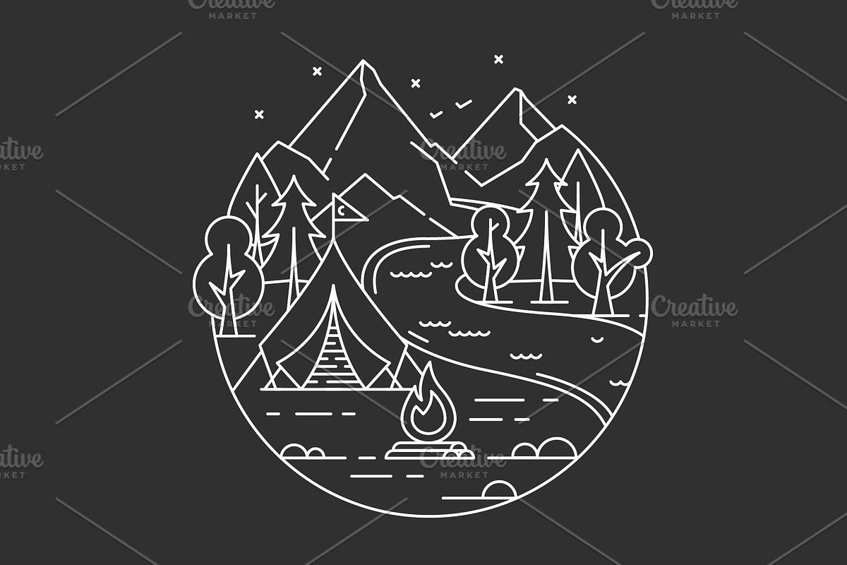 Camping in a forest, an Illustration by GlebTagirov