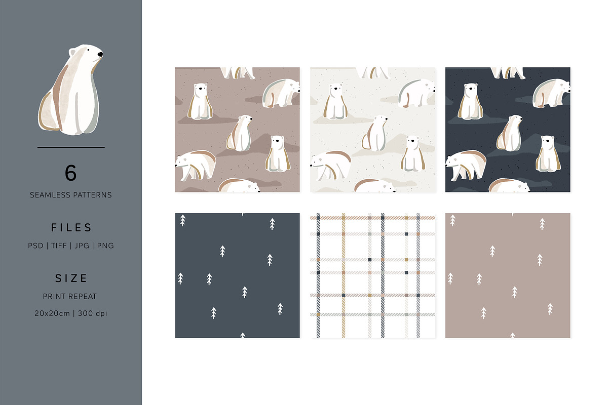 Pattern collection Polar Bear, a Pattern Graphic by Muriel Petitpattern (Photo 2 of 7)