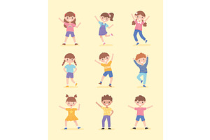 set of happy kids, a Person Illustration by studiogstock