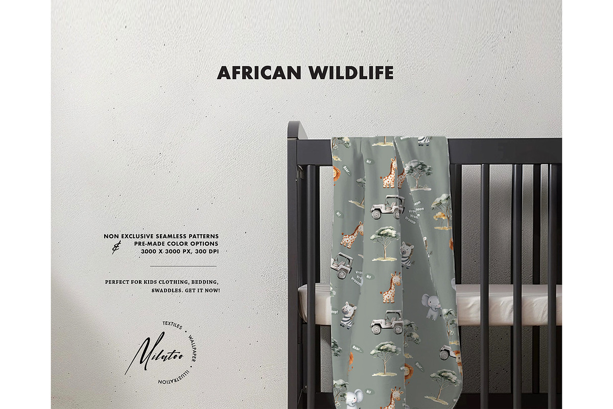 Safari animals wildlife pattern, a Pattern Graphic by Milatoo (Photo 6 of 6)
