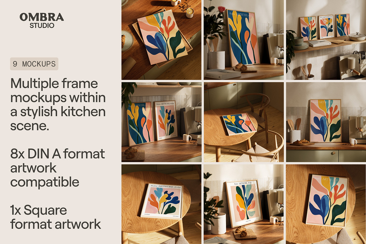 9x Kitchen Frame Mockups Bundle, a Household Mockup by Ombra Studio (Photo 2 of 7)