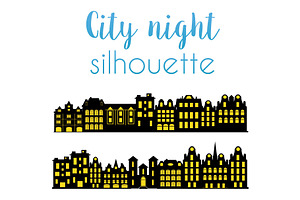 Night silhouette of the city, an Illustration by AlexZeL