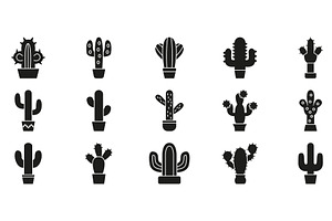 Cactus Plant Silhouette Icon Set, an Object Illustration by Gentle Studio