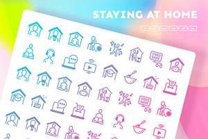 Staying At Home | 32 Icons Set, a Solid Icon by Marina Silence
