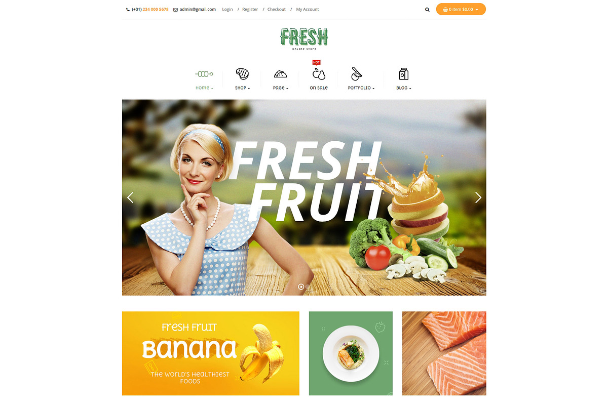 Pts Fresh -Food & Restaurant theme, a Bootstrap Template by Prestabrain (Photo 1 of 6)