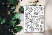 Mother's Day Greeting Coloring Pages, an Illustration by ChristinaDesigns (Thumbnail 4 of 5)