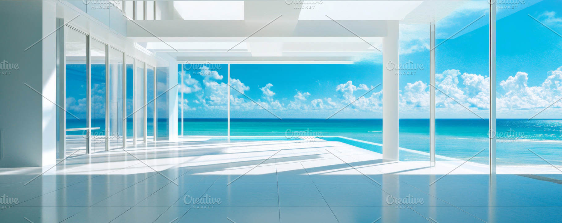 Futuristic Luxury Villa with Infinity Pool and Ocean View, an Abstract Photo by Natalia Klenova's Shop