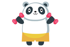 Panda animal training with dumbbells, an Animal Illustration by SiberianArt