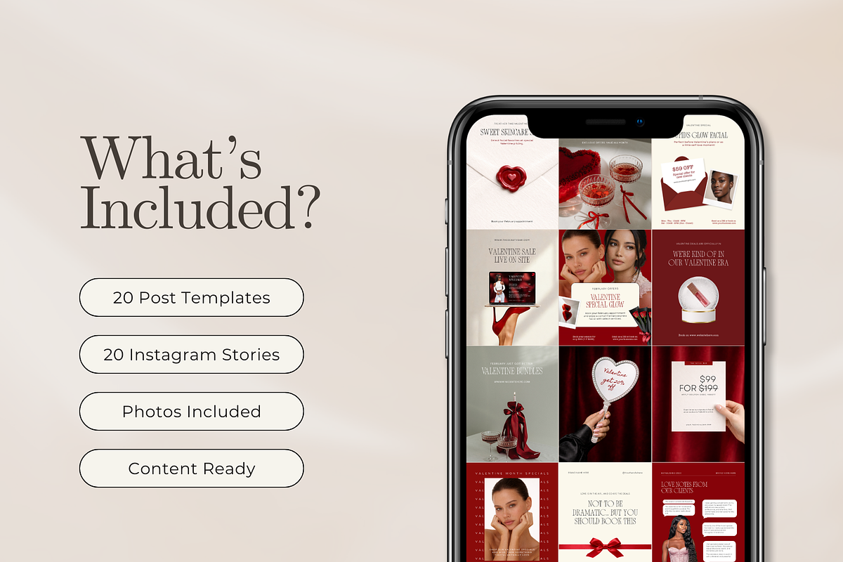Valentines Day Instagram Templates, a Social Media Template by Design Lush Studio (Photo 3 of 5)