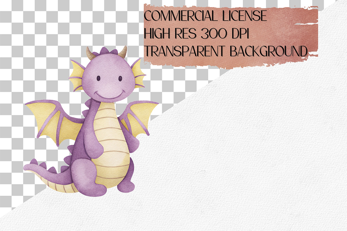 Watercolor Dragon Clipart Set, an Animal Illustration by CropUp Creative (Photo 4 of 4)