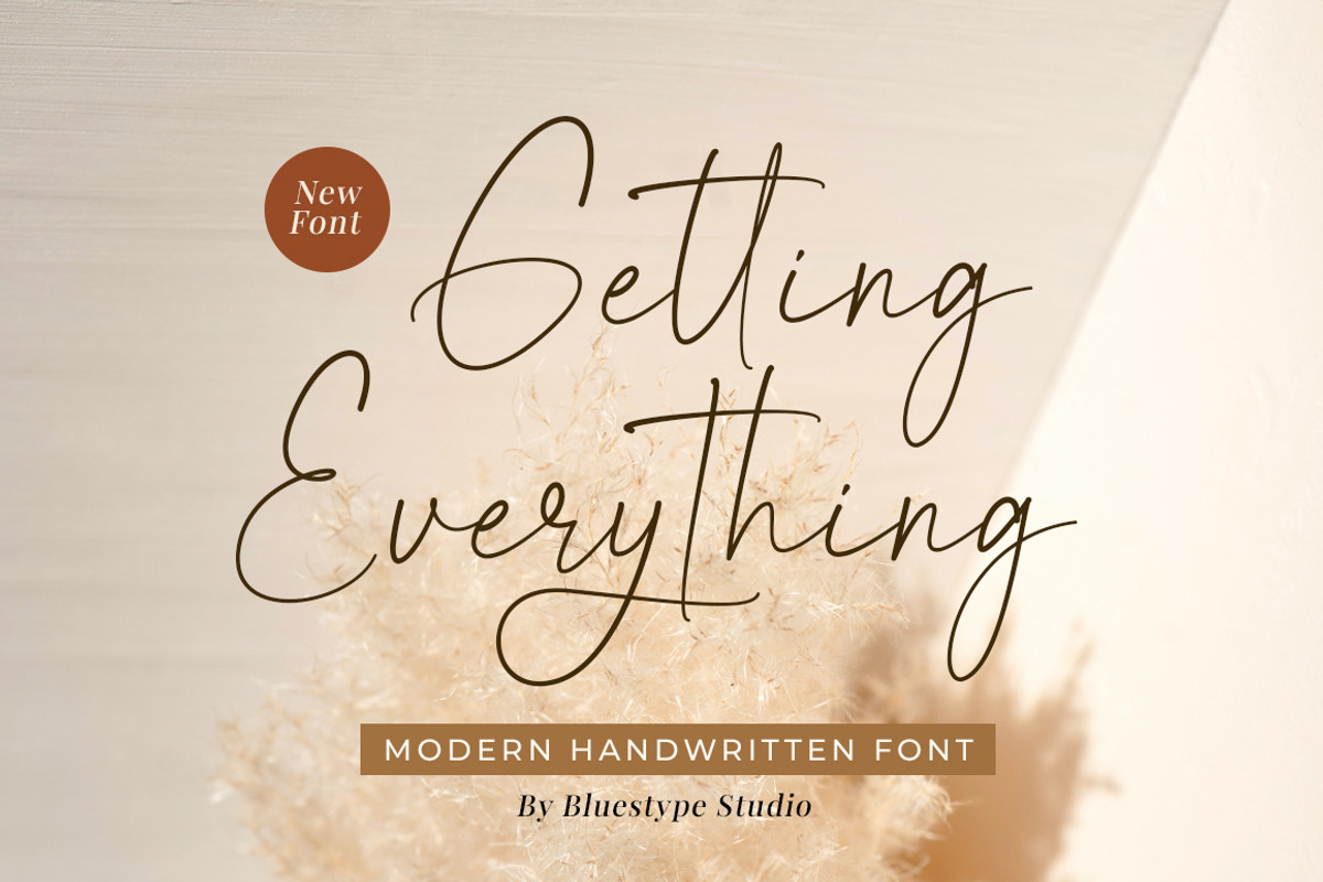 Getting Everything - Modern Font, a Handwritten Font by Bluestype Studio (Photo 1 of 9)
