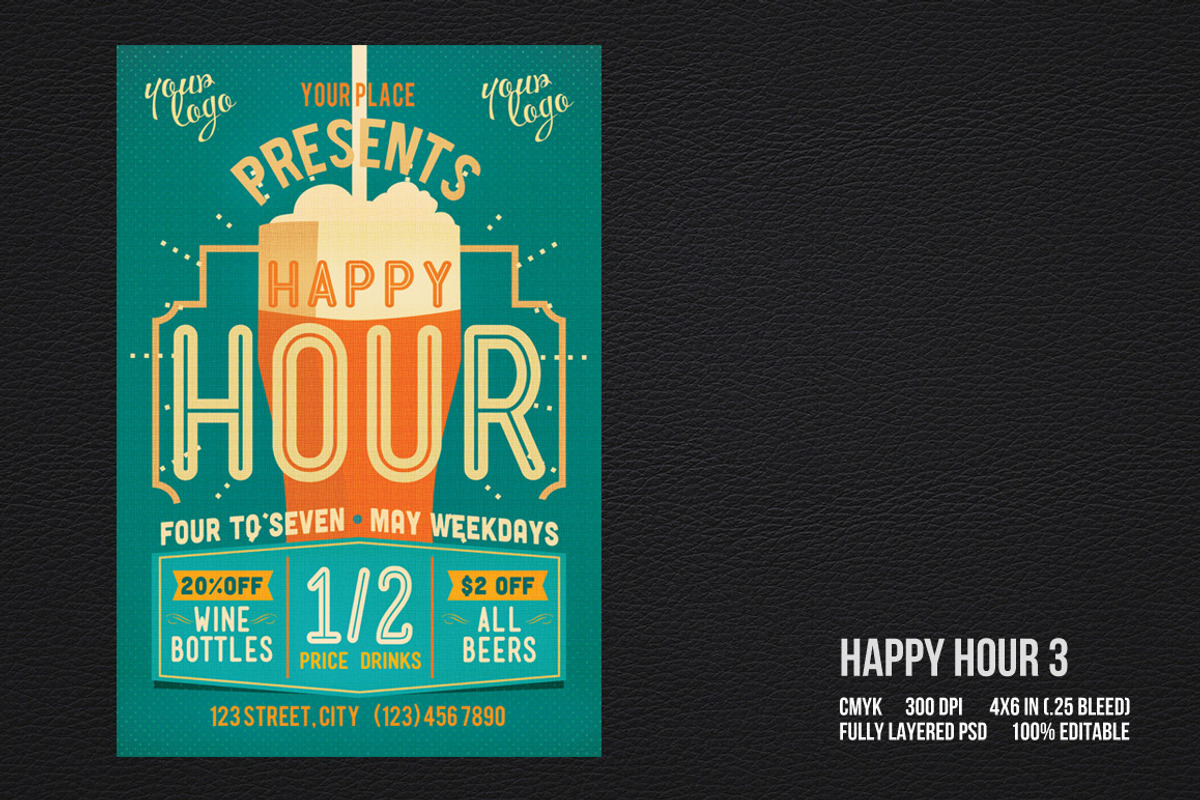 Happy Hour Flyer Bundle, a Flyer Template by plaxtico (Photo 4 of 6)