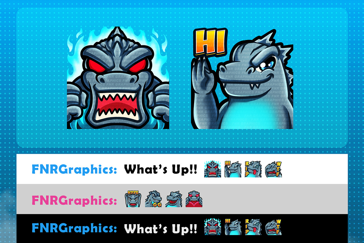 Cute Godzilla Twitch Emotes, an Illustration by FNR Graphics (Photo 2 of 5)