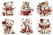 Whimsical Valentine Cats Clipart, an Illustration by DreamArtGraphic (Thumbnail 3 of 4)