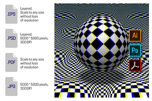 Optical art ball above surface