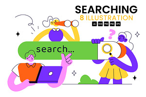 8 Searching Vector Illustration