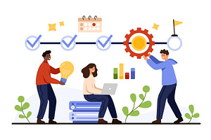 Teamwork Achieving Business, a Person Illustration by Flashvector