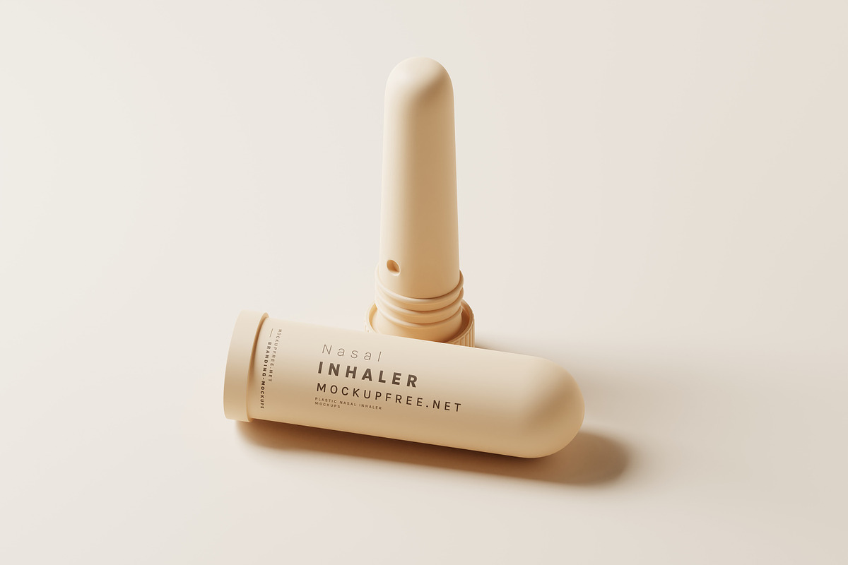 Plastic Nasal Inhaler Mockups, a Packaging Mockup by MockupFree.Net