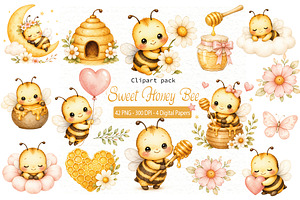 Honey Bee Clipart, an Animal Illustration by Villa 11 Estudio