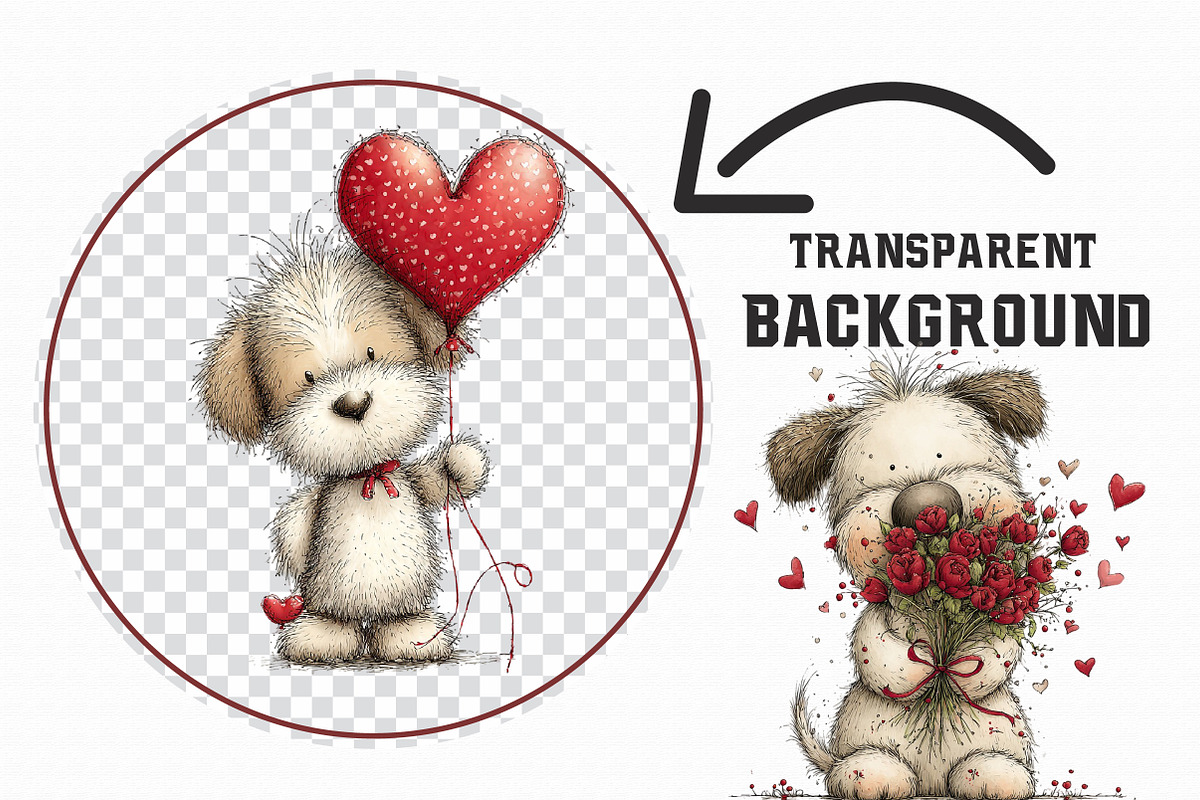 Whimsical Valentine Dog Clipart, an Illustration by Libby Wishes (Photo 2 of 7)