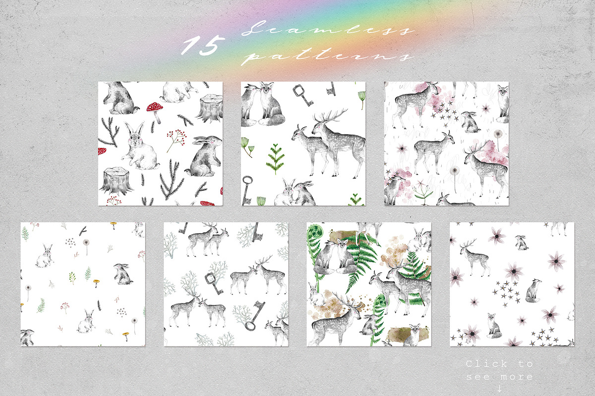 WOODLAND LOVE watercolor set, an Animal Illustration by Natali Smolova (Photo 6 of 10)
