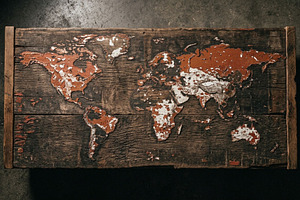 Rustic Carved Wooden World Map, a Business Photo by thepslr