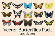 Vector Butterflies Pack, a Decorative Illustration by Andres M Rodriguez (Thumbnail 1 of 2)