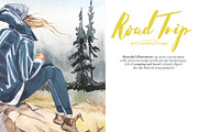 Watercolor Road Trip Clipart Set, a Person Illustration by ArtCreationsDesign (Thumbnail 7 of 19)