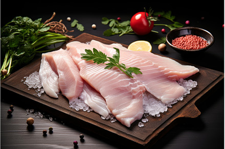 Fresh Raw fish fillet. Generate Ai, a Food & Drink Photo by Ylivdesign